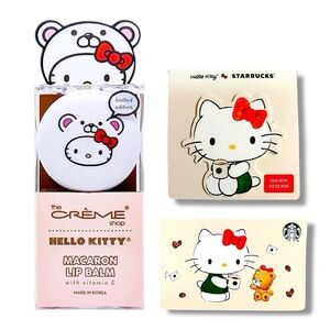 Limited Edition The Crème Shop Hello Kitty Lip Balm + 2 Unloaded Starbucks Cards